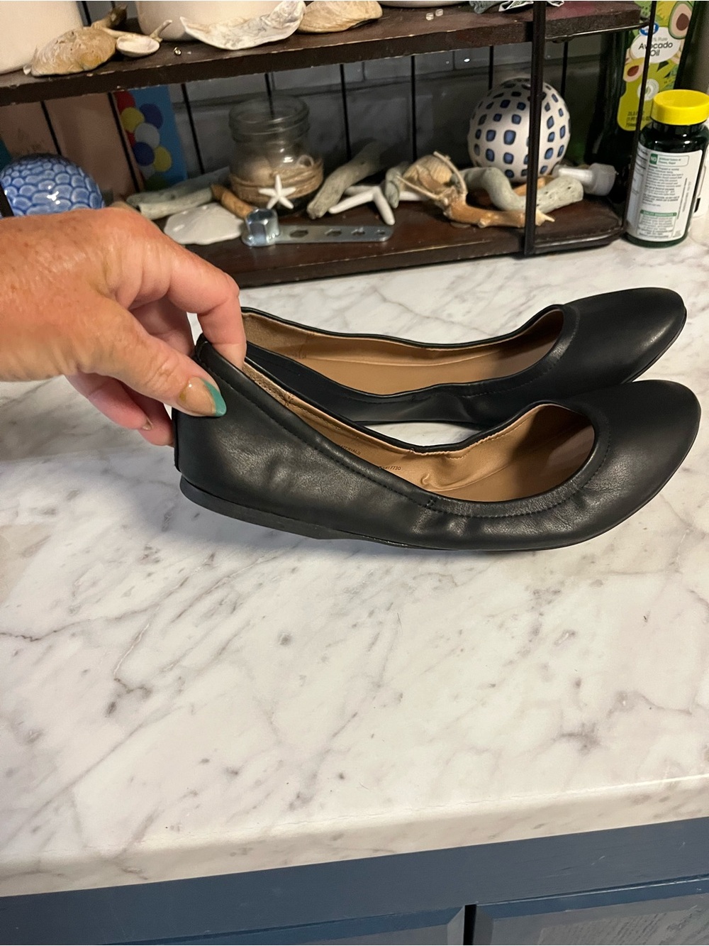 Mossimo Supply Co. Black Leather Slip-On Ballet Flats